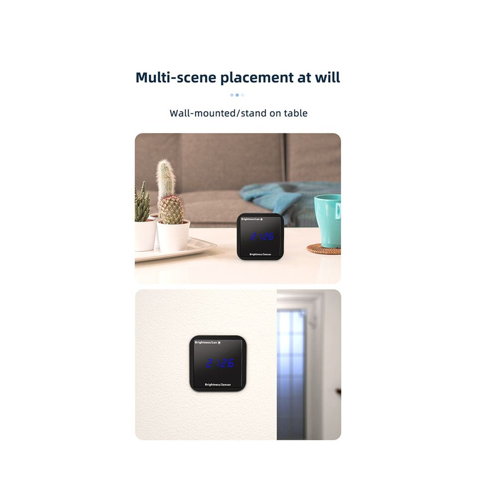 Jehiatek Light Tuya Zigbee Sensor Brightness Detector With Temperature Humidity Detection Display Smart Home Security Linkage