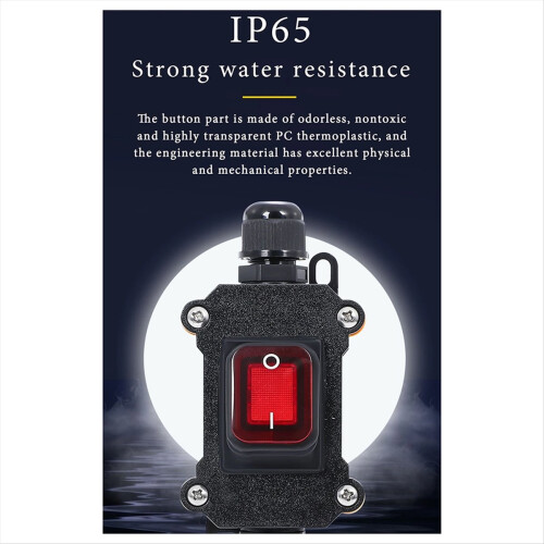Ship-Type Waterproof Switch with IP65 Shell Rocker Electrical Equipment ON/OFF LED Light Power Button(D) 2