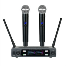Wireless Microphone System Professional 2 Channels Handheld Karaoke Mic for Party Meeting Church Show Home