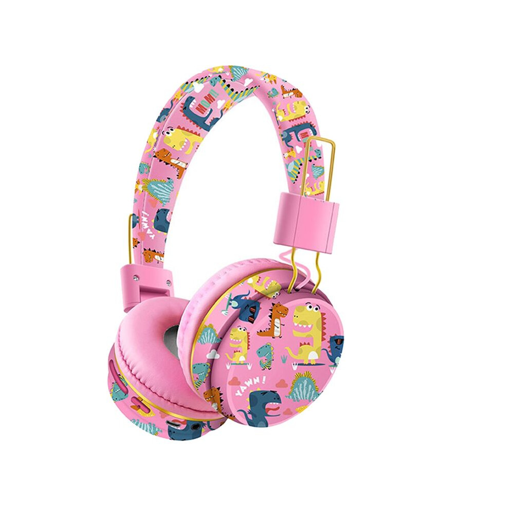 Wireless Bluetooth Headset with Microphone Dinosaur Animal Stereo Music Earphone TF Card Headphones for Kids-Pink-image-OPC-PMGDMZG-NEW