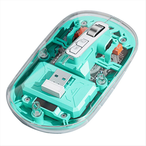 Wireless Bluetooth Mouse 3-Mode Transparent 2.4G+Bluetooth5.0 for Laptop/Tablet Green 2
