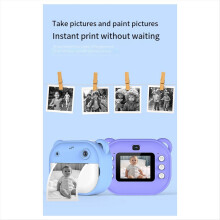 1080P Children Print Camera Dual 240MP One-Touch Printable with 2 Rolls of 57x25mm Paper Green