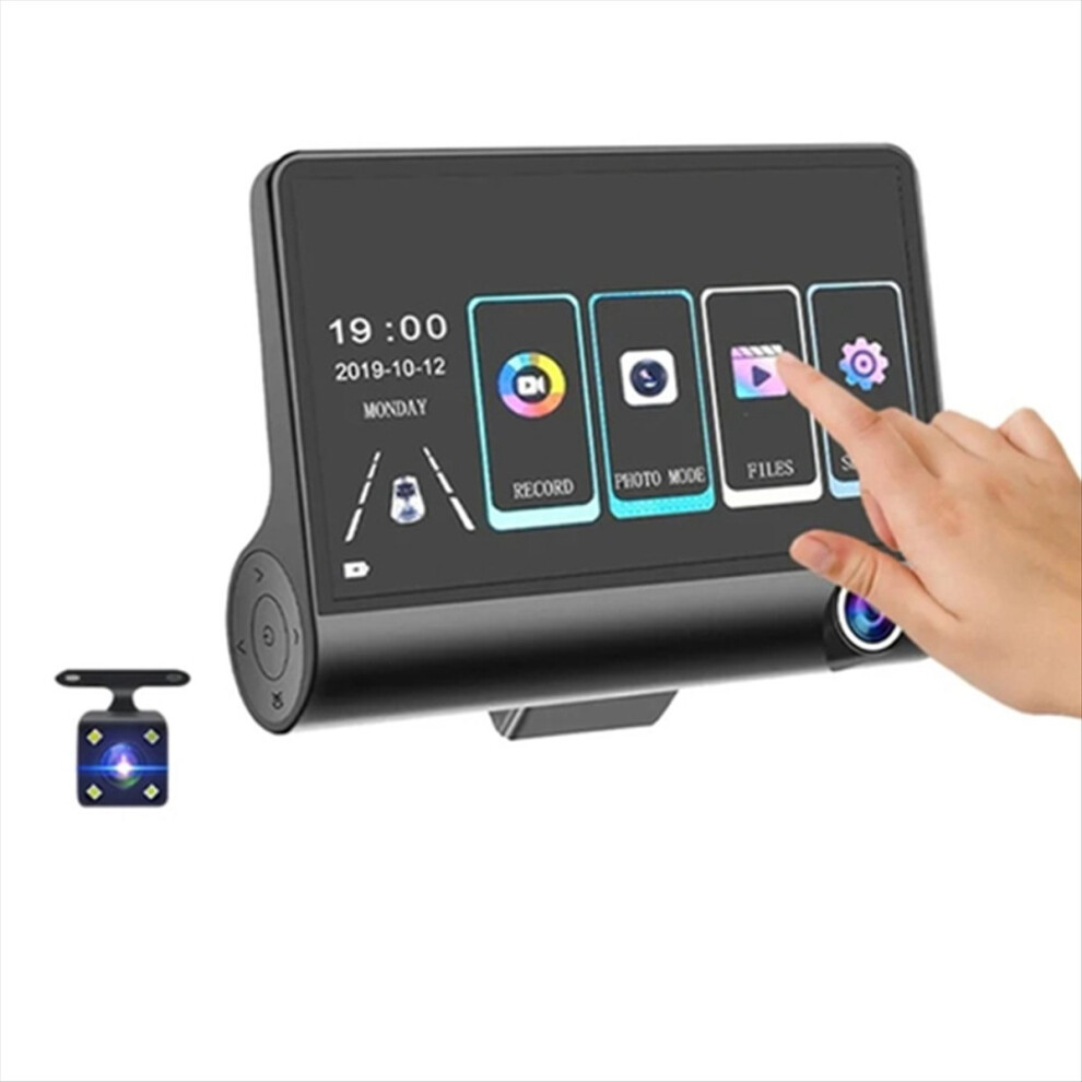 4 Inch Touch Screen Car DVR 1080P Dash Cam Front Inside Rear Camera Night Vision Loop Recording G-Sensor(B)-image-OPC-PMGDQPC-NEW