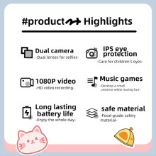 HD 1080P 96MPT Digital Camera Rechargeable Cameras with 8x Zoom Compact Children'S Space Cat Cartoon Camera,Pink
