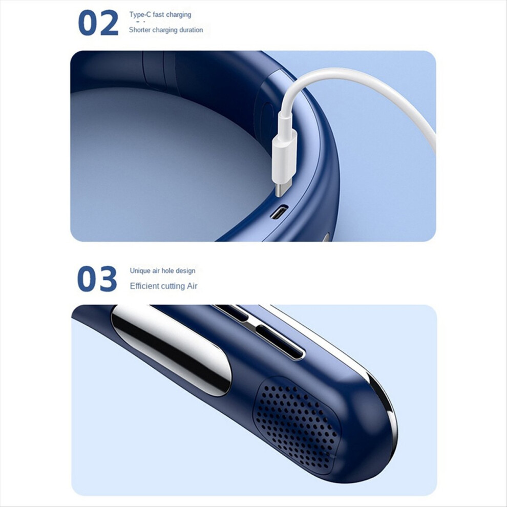 Portable Neck Fan Rechargeable - 3000Mah Capacity Bladeless Hanging Cooling Cooler White 4854071708619