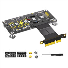 Riser Card M.2 M-Key NVME SSD to PCIe X4 Extension Cable with Cooling Fan RGB LED Magnetic Pad for 2230-2280 A