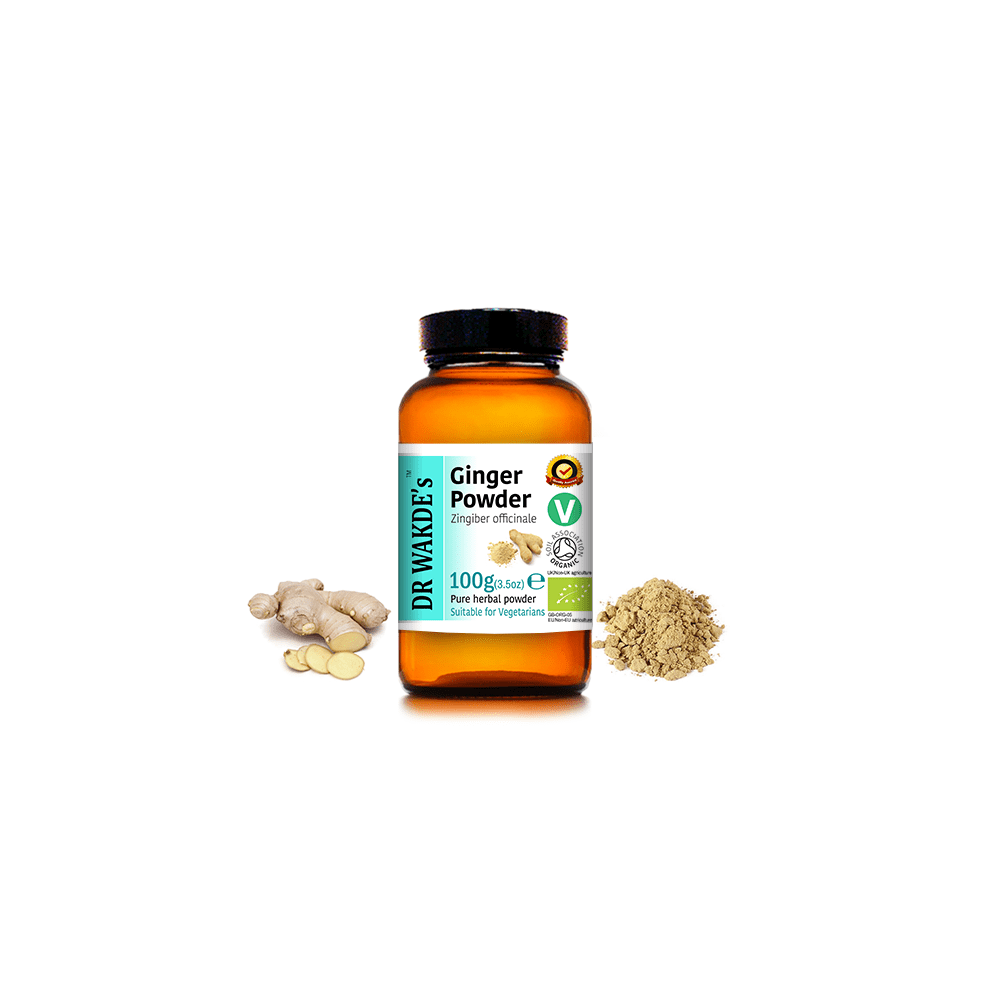 Dr Wakde's (100G /3.5Oz) Organic Ginger Powder | 100% Pure, All-Natural Spice | Vegan, Plant-Based, Aromatic Flavor Enhancer