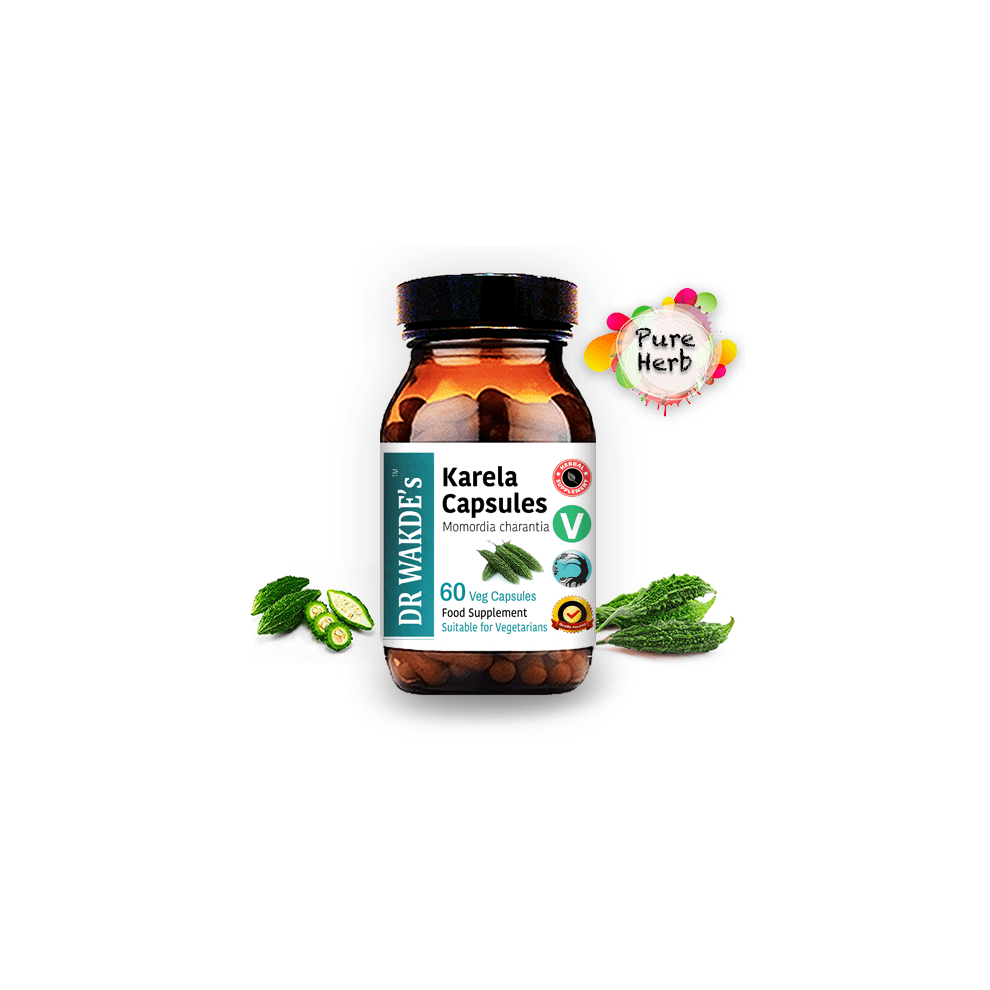 Dr Wakde's Karela Capsules (Bitter Gourd Bitter Melon) - 60 Veg Caps | Supports Healthy Blood Sugar Levels* | Vegan, Plant-Based
