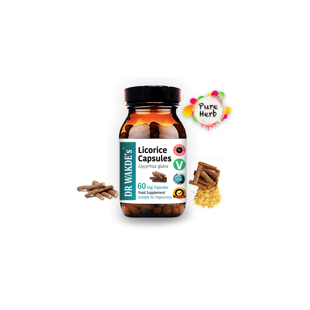 Dr Wakde's Licorice Capsules - 60 Veg Caps | 100% Pure, All-Natural Digestive Support* | Vegan, Plant-Based
