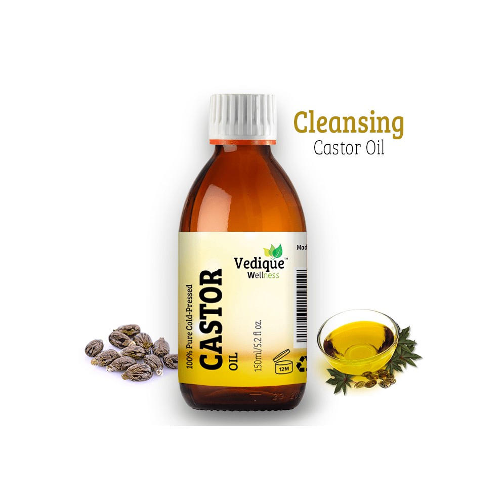 Vedique Remedies (150Ml / 5.07 Fl Oz) Castor Oil | 100% Pure And Natural | Virgin Grade | Cold Pressed | For Healthy Skin, Hair & Detox