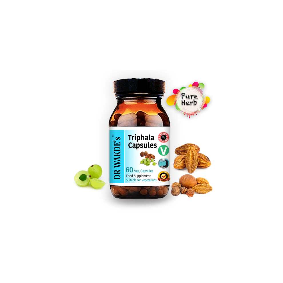 Dr Wakde's Triphala Capsules - 60 Veg Caps | Ayurvedic Digestive Cleanser & Detox* | Vegan, Plant-Based