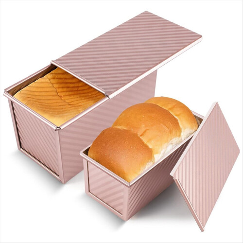 2Pack Pullman Loaf Pan with Lid,Non-Stick Sandwich Bread Loaf Pan 1