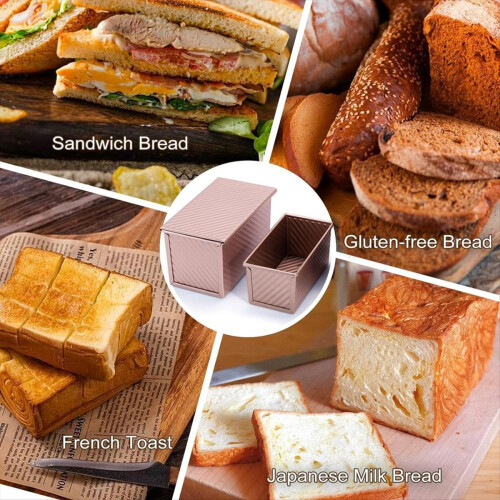2Pack Pullman Loaf Pan with Lid,Non-Stick Sandwich Bread Loaf Pan 2