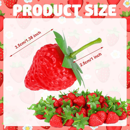 100 PCS Artificial Red Strawberries Fake Plastic Strawberry Decor 2