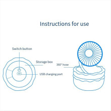 Mini Rechargeable Fan 500mAh Burger Shape Multifunction Desk Fan,B