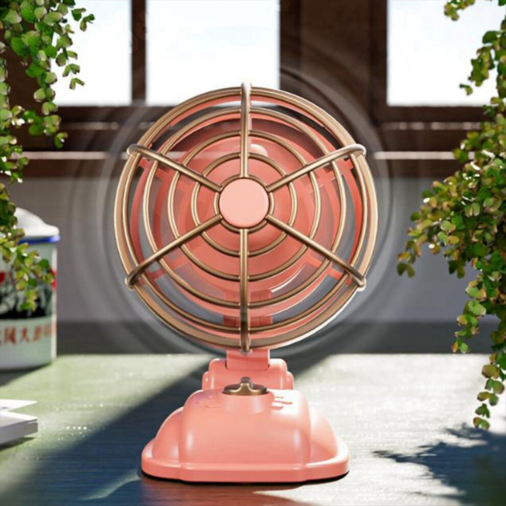Retro Mini Desktop Fan 400mAh USB Rechargeable Outdoor Desk Fan,Pink-image-OPC-PMGDW9P-NEW