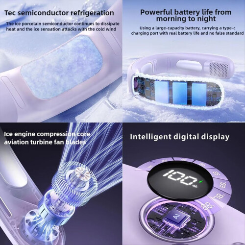 Portable Neck Fan with Semiconductor Cooling Plate That Blow Cold,C 2