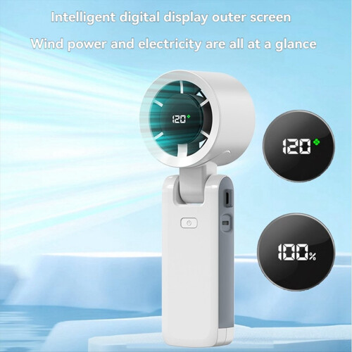 Handheld Infinitely Variable Speed Folding Fan 120 Wind Speeds Grey 2