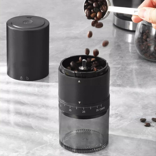 Portable Coffee Grinder Electric Burr Coffee Grinder Black 2