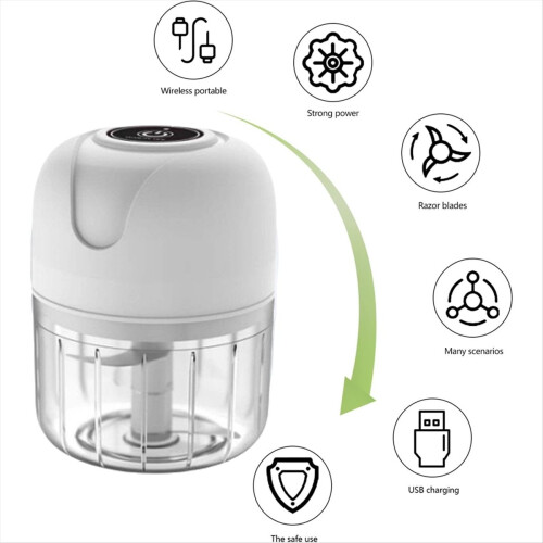 Electric Garlic Chopper, USB Rechargeable Mini Food Processor B 2