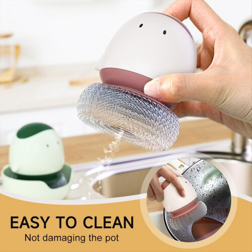 Dish Scrub Brush with Soap Dispenser Pot Brush with Bottom Bracket A 2