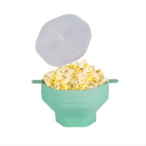 Microwave Popcorn Bowl Foldable Popcorn Maker Bucket Bowl cyan 2