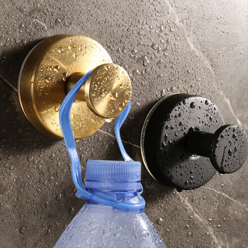 Stainless Steel Suction Cup Clothes Hook Kitchen Bathroom Black 2
