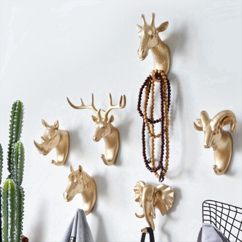 Wall Mounted Hooks Animal Head Rack Coat Caps Wall Hanger D 2