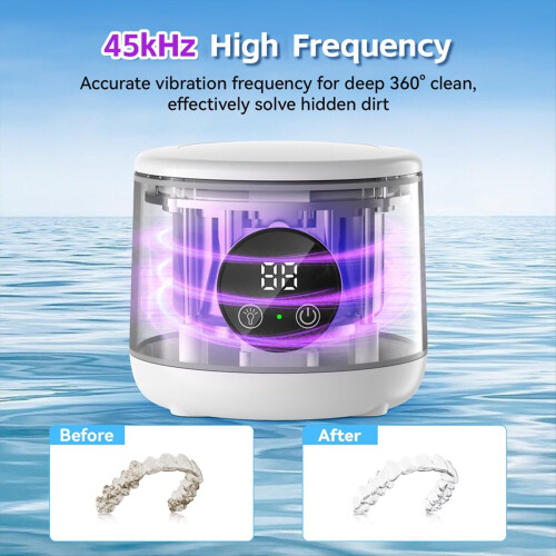Ultrasonic Retainer Cleaner,45kHz Denture Cleaner Machine Eu Plug 2