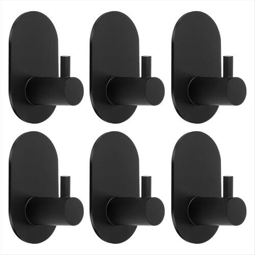 6PCS Self Adhesive Hooks Heavy Duty Adhesive Towel Wall Shower Hook 1