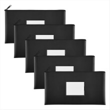 Bank Deposit Money Bags with Zipper, PU Bags Cash Wallet Pouches,B