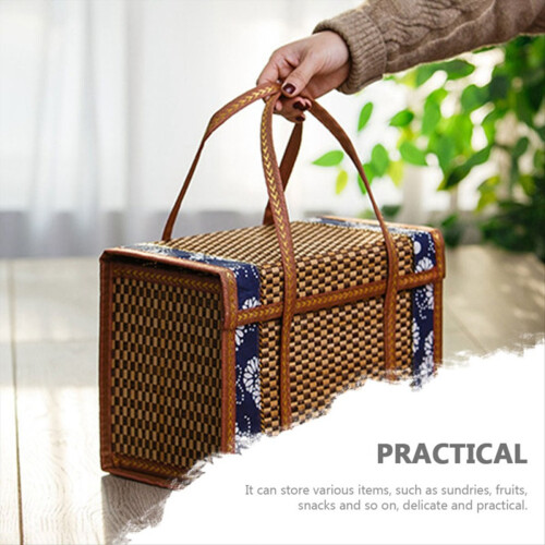 Fruit Basket Simple Handheld Picnic Food Container 36x15x25cm,A 2