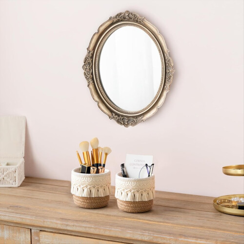 Makeup Brush Holder Comb Brush Storage Basket Boho Style Basket, A 2