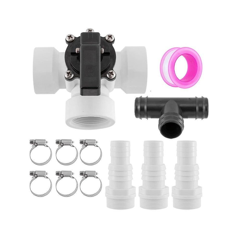 Pool 3-Way Diverter Valve Kit 1.25In/1.5In Female Hose Combo Adapter 4711636384186