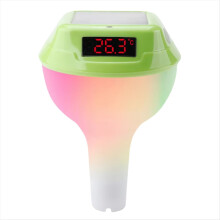 Solcellsdriven flytande pooltermometer med RGB-atmosfär ljusgrön