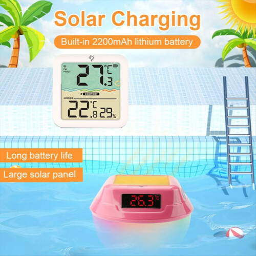 Soldriven pooltermometer med LED-display C 2