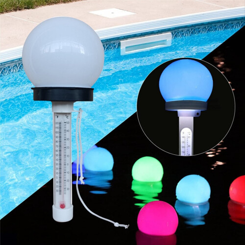 Solcellsdriven pooltermometer med LED-färgljus för pooldamm 2