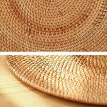 Handwoven Rattan Placemats,Round Wicker Table Mats, Natural Woven