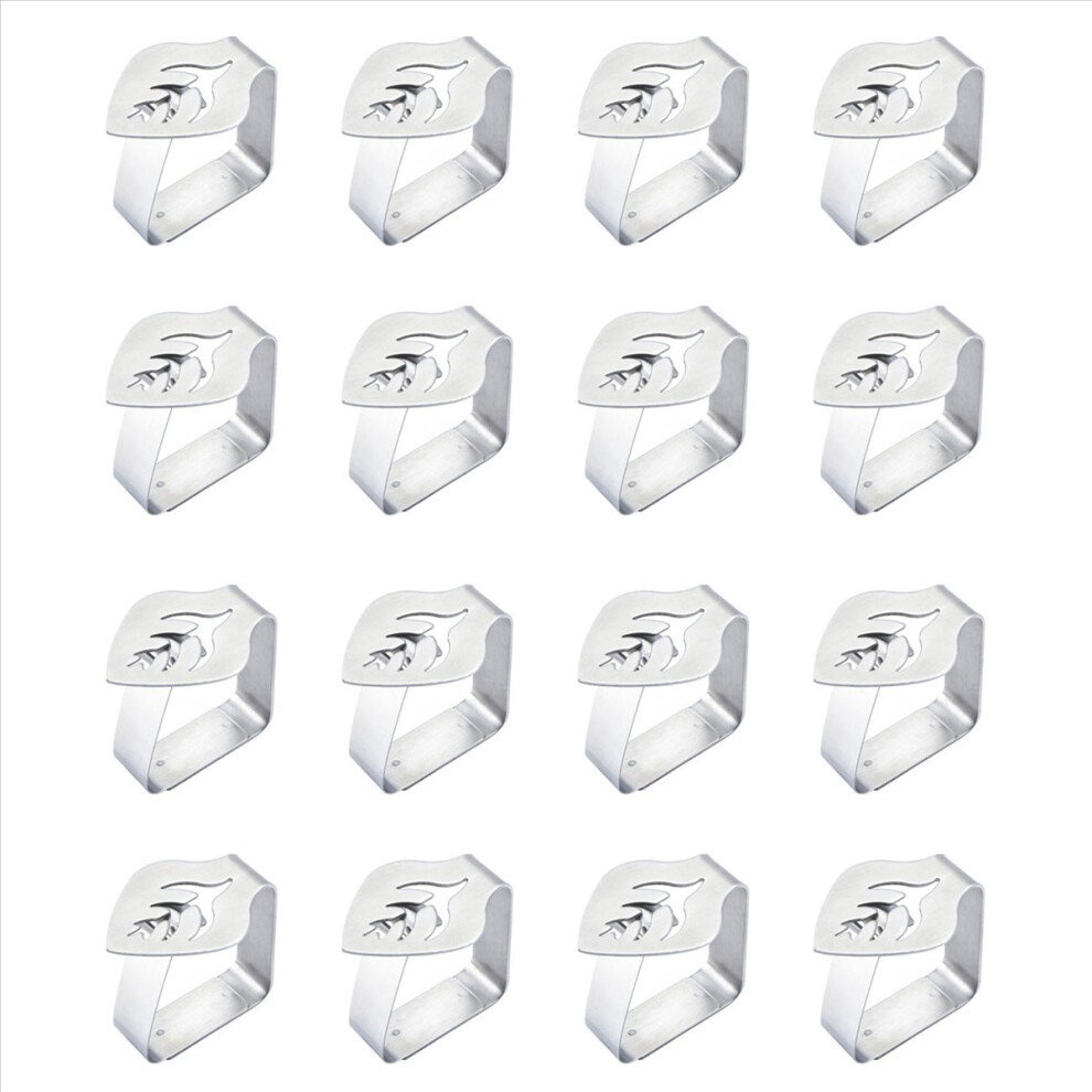 8 Pcs Silver Stainless Steel Tablecloth Clip Leaf-Shaped Fixing Clip 4712746133756