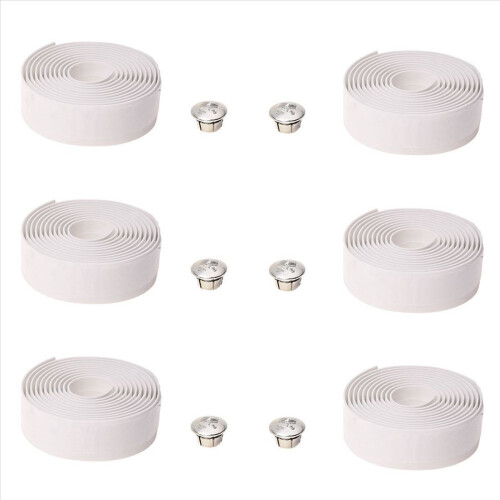 Bicycle Handlebar Bar Grip Wrap Tape + 2 Bar Plugs-White
