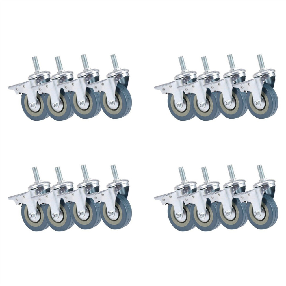 Heavy Duty 75Mm Swivel With Brake Casters Wheels, Set Of 4 4712746147104