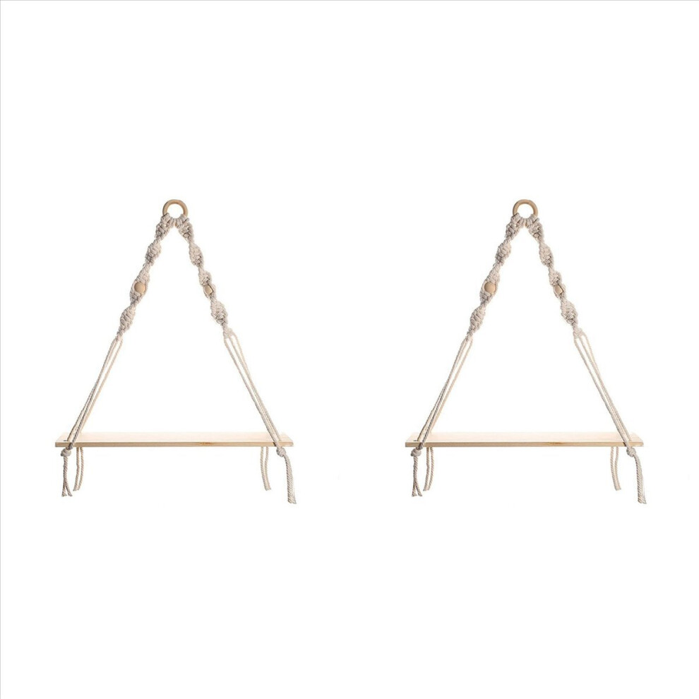 Macrame Wall Hanging Shelf-With Wood Beads, Farmhouse Floating Rustic 4712746151521
