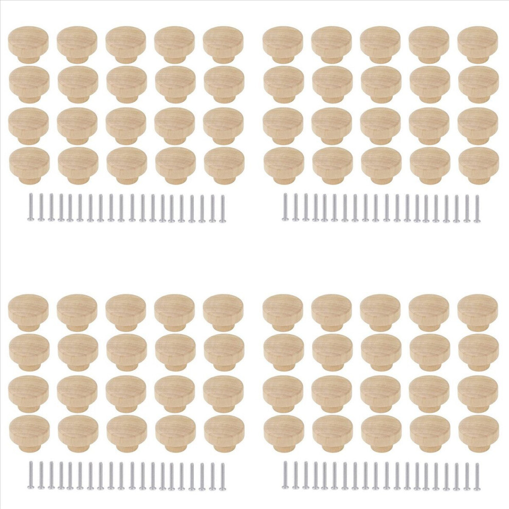 20Pcs Round Unfinished Wood Drawer Knobs 35Mm Dia Wood Pulls 4712746145858