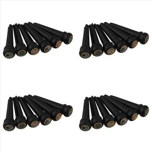 6Pcs Black Ebony Shell Guitar Bridge Bone Pins Set with Abalone Dot