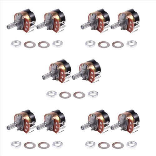 2Pcs 500K Ohm Single Linear Taper Potentiometers with on/off Switch