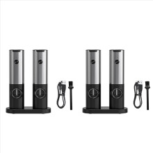 Rechargeable Electric Salt and Pepper Grinder Set with Charging Base