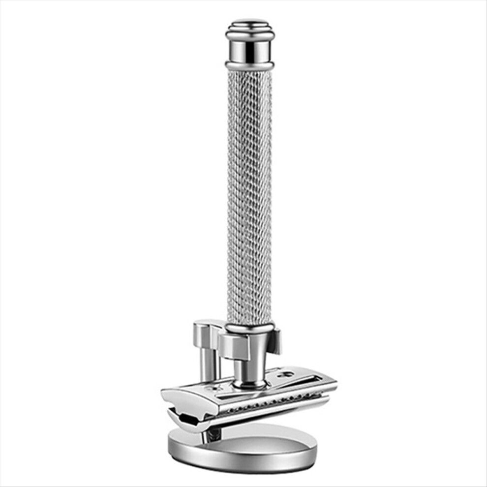 Silver Mens Folding Shaving Double Edge Classic Safety Shaver