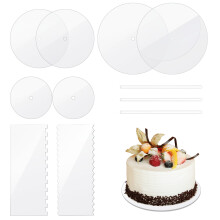 Acrylic Round Cake Disk Set-with Center Hole - 2 Comb Scrapers