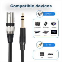 1/4 Inch to XLR Male Balanced Signal Interconnect Cable 100cm