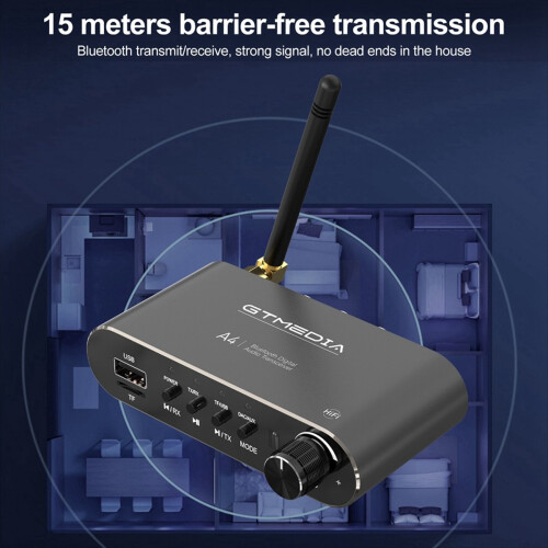 A4 Bluetooth 5.1 Receiver Wireless Audio Adapter with 2